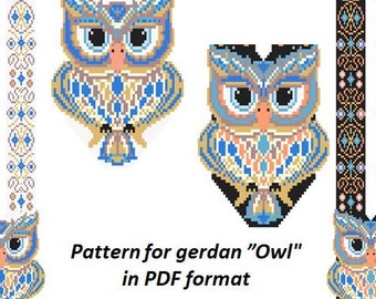 Owl Gerda Beaded Necklace Pattern, Loom Bead Weaving (PDF Pattern)