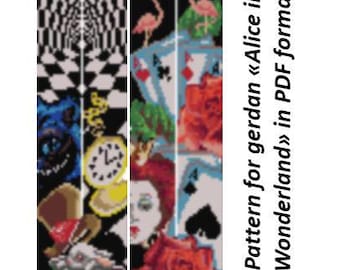 Alice in Wonderland Beaded Gerdan Pattern, Loom Necklace Scheme (PDF Pattern)
