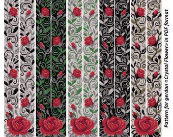 Beaded Gerdan Pattern, Africa Loom Necklace Scheme, Roses with curls (PDF)