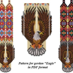 pattern beaded gerdan in PDF format, scheme beaded necklace, Eagle, beading on the loom, bead weaving, bright geometric pattern