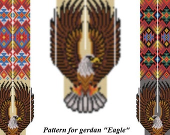 pattern beaded gerdan in PDF format, scheme beaded necklace, Eagle, beading on the loom, bead weaving, bright geometric pattern