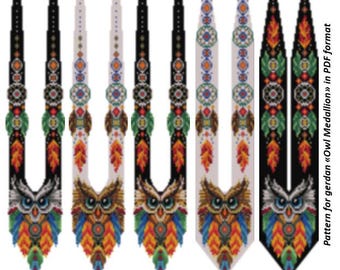 Owl Medallion Gerdan Beading Pattern, Loom Bead Weaving (PDF Pattern)