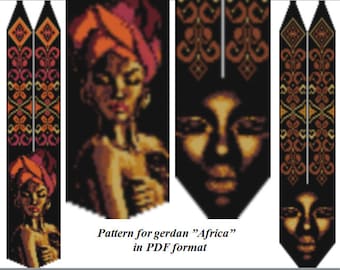 pattern beaded gerdan in PDF format, scheme beaded necklace, Africa, beading on the loom, bead weaving, bright geometric pattern