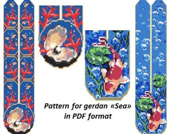 patroon kralen gerdan in pdf-formaat, schema kralenketting, Indiaan, kralen op het weefgetouw, kralenweven, zee, geometrisch patroon