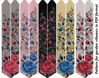 Beaded Gerdan Pattern, Africa Loom Necklace Scheme, Roses with curls (PDF)