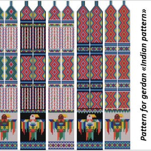pattern beaded gerdan in PDF format, scheme beaded necklace, Eagle, beading on the loom, bead weaving, bright geometric pattern