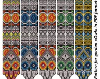 Owl Gerdan Beading Pattern, Geometric Necklace Scheme (PDF Pattern)