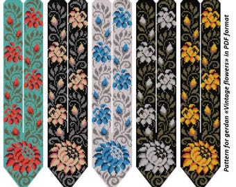 Beaded Gerdan Pattern, Vintage Floral Necklace, Loom Bead Weaving (PDF Format)