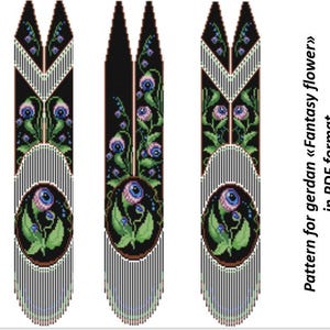 pattern beaded gerdan in PDF format, scheme beaded necklace, Fantasy flower, beading on the loom, bead weaving, bright geometric pattern