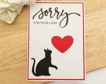 Carte de perte d'animal de compagnie | Carte de sympathie faite main avec un chat noir
