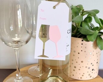 Etiqueta de regalo de vino hecha a mano