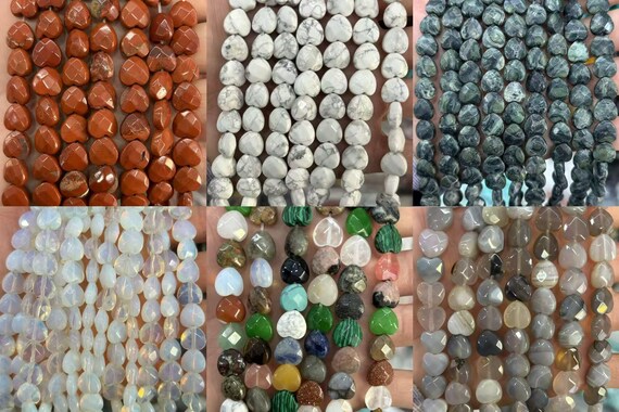 Natural Faceted Redstone White Turquoise kambaba jasper Opal Grey Agate Multicolor beads Heart Shape Beads,10mm Wholesale,1 per strand
