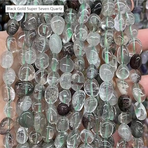 Natural Black Gold Super Seven Quartz Nugget Beads, 6×8mm 8×10mm  Super Seven Quartz Chip Beads, Super Seven Quartz Beads,15 inch per strand
