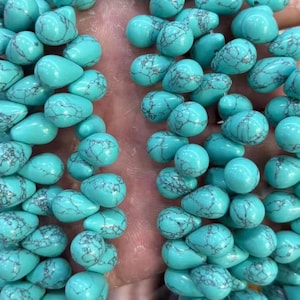 Turquoise Teardrop Beads,8x12mm Turquoise Teardrop Beads,Turquoise Smooth Round beads ,15 inches per strand.