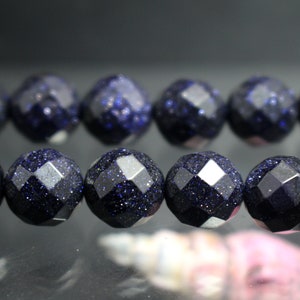 Natural 64 Faceted Blue Goldstone Round Beads, 6mm 8mm 10mm 12mm Faceted Blue Goldstone Beads,Blue Goldstone Beads,15 inch strands