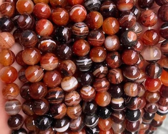 Natürliche Traum gestreifte Achat Perlen, 4mm-12mm Traum gestreifte Achat Perlen, Traum gestreifte Achat Perlen, glatte runde Perlen, 15 Zoll pro Strang.