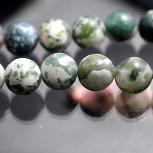 Green Tree Agate Round Beads, 6mm 8mm 10mm 12mm Green Tree Agate Beads, 15 inches one starand, smooth and round beads.