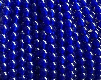 Lapis Blau Chalcedon Perlen, 4 mm 6 mm 8 mm 10 mm 12 mm 14 mm Lapis Blau Chalcedon Perlen, Blauer Chalcedon Glatte runde Perlen, 15 Zoll pro Strang.
