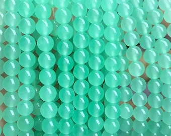 Green Chalcedony Beads, 4mm 6mm 8mm 10mm 12mm 14mm Green Chalcedony Beads,Green Chalcedony Smooth Round beads,15 inch per strand.