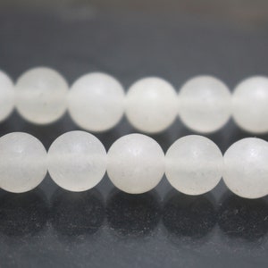 Abejas de jade redondas blancas mate, 4 mm 6 mm 8 mm 10 mm 12 mm esmerilado blanco jade perlas, cuentas de jade blanco mate, perlas redondas, 15 pulgadas por hebra
