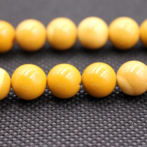 Natural Mookaite Round Beads, 6mm 8mm 10mm 12mm Yellow Jasper Gemstone Beads,Yellow Mookaite Beads,Smooth Round beads,15 inches 1 strand.