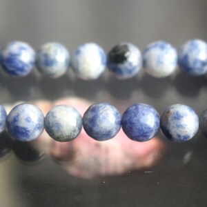 Faceted Blue Spot Round Beads, 6mm 8mm 10mm 12mm Faceted Blue Spot Beads, 128 Faceted Blue Spot Beads, Round beads, 15 inch per strand.