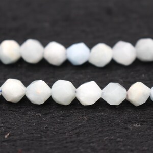 Natural Star Cut Faceted Aquamarine Round Beads,6mm 8mm 10mm 12mm Faceted Aquamarine Beads, Smooth Round beads, 15 inch strands.