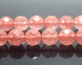 Natural 64 faceted Cherry Quartz Round Beads,6mm 8mm 10mm Cherry Quartz Faceted Beads, Cherry Quartz Faceted Beads,Faceted Round beads