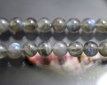 Natural Labradorite round Beads, Grey Moonstone Beads, 4mm 6mm 8mm 10mm Labradorite Beads Wholesale,15 inches per strand.