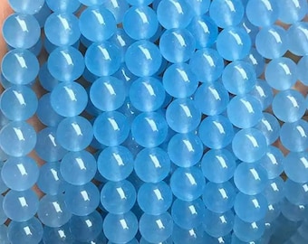 Blue Chalcedony Beads, 4mm 6mm 8mm 10mm 12mm 14mm Blue Chalcedony Beads,Chalcedony Smooth Round beads,15 inch per strand.