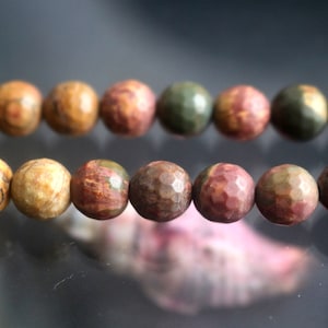 128 Faceted Picasso Jasper Round Beads,6mm 8mm 10mm 12mm Faceted Picasso Jasper Beads, Faceted And Round Beads,15 inches strands