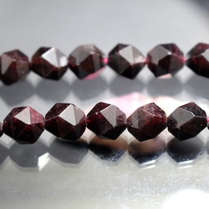 Natural Star Cut Faceted Garnet Beads,6mm 8mm 10mm 12mm Garnet Beads, Faceted Garnet beads,15 inches per strand.