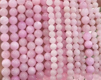 Lichtroze jade kralen, 4 mm 6 mm 8 mm 10 mm 12 mm lichtroze jade kralen, lichtroze jade gladde ronde kralen, 15 inch, 1 streng.