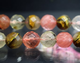 Natural Cherry Quartz Round Beads,6mm 8mm 10mm 12mm faceted Cherry Quartz Beads, faceted Cherry Quartz Beads,Faceted Round beads