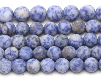 Natürliche Matt Blue Spot Jaspis Edelstein runde Perlen, 4 mm 6 mm 8 mm 10 mm 12 mm Matte Blue Spot Jaspis runde Perlen, 15 Zoll ein Strang.