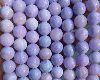 Contas de jaspe lavanda, 6 mm, 8 mm, 10 mm, 12 mm Contas redondas lisas de jaspe lavanda, 15 polegadas por fio.