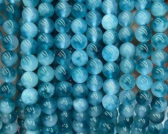 Blue Chalcedony Beads, 6mm 8mm 10mm 12mm Blue Chalcedony Beads,Chalcedony Smooth Round beads,15 inch per strand.