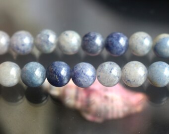 Aventurina azul Abalorios redondos, 4mm 6mm 8mm 10mm 12mm Blue Aventurine Beads, dosis redondas de piedras preciosas lisas, 15 pulgadas 1 hebra.
