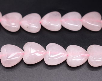 Natürliche Rose Quarz Herz Form Perlen, rosa Kristall Quarz Perlen, 14mm Herz Form Perlen Großhandel, 15 Zoll pro Strang.