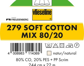 19,99 EUR/m 279 Soft-Cotton Mix 80/20 Vlieseline Meterware Breite 244 cm Freudenberg