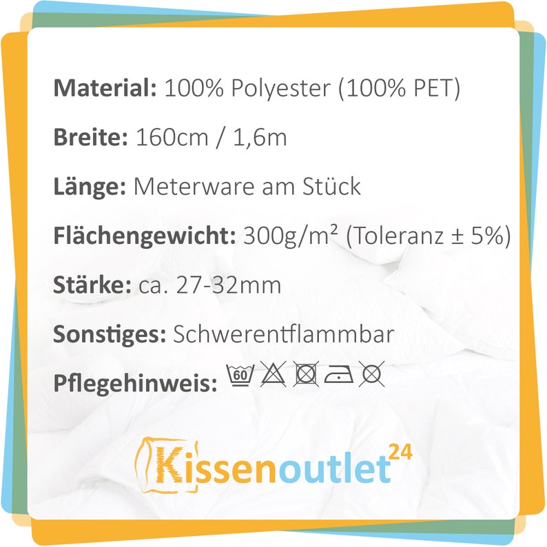 Volumenvlies 300g qm Breite 160cm Stärke ca. 30-38mm Meterware Polsterwatte Wattevlies Vliesstoff Patchwork Vlies Füllmaterial Polstervlies Bild 2