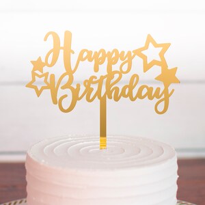 Happy Birthday Cake Topper for Birthday Party Decorations (Mirror Rose Gold  Acry