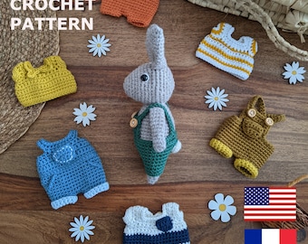 Crochet pattern : bundle bunny + overalls - The Cottontail Family