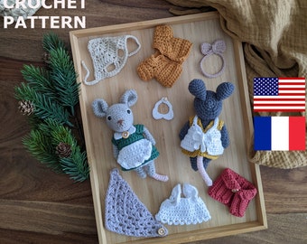 Crochet pattern : bundle mouse + vintage wardrobe - The Mice Family