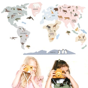 World Map Wall Sticker, Nursery decor, Map wall p educational wall art