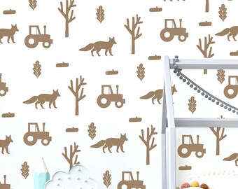 woodland nursery decor, woodland decals, woodland wallpaper, woodland wall stickers