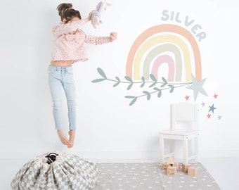 Sticker arc-en-ciel avec nom personnalisé-Rainbow Wallsticker-Rainbow Wall Decal-Rainbow