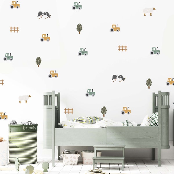 Farm wall stickers x 26 pcs, farm animal decals, farm animal wall decals, farm animal wall art,nursery decor, tractor sticker, tractor decal