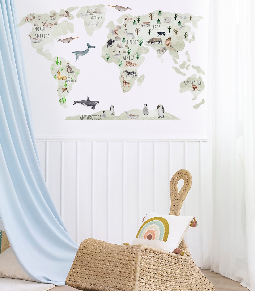 Kids Room Map Wall Decal, Map Wall Sticker, Map Wall Mural - Etsy Australia