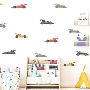 Racing car stickers x 10 - racing car decals - car wall paper - car wall print - nursery decor